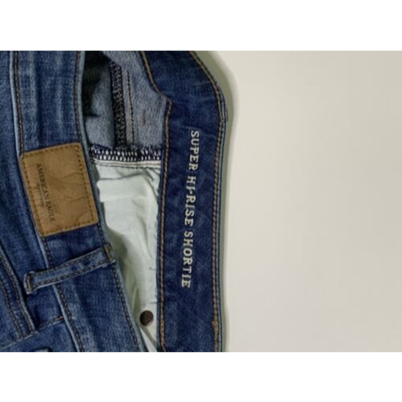 American Eagle Denim Shorts Super Hi Rise Shortie Size 4 Cutoffs - Picture 3 of 6